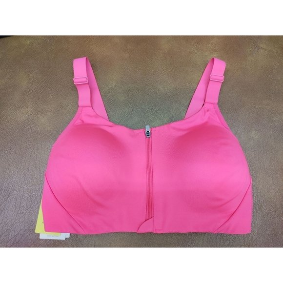 Women's High Support Zip-Front Mesh Crossback Bra - All in Motion Neon Pink 36D - Picture 3 of 6
